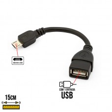 Cabo Micro USB V8 para USB Fêmea OTG 15cm